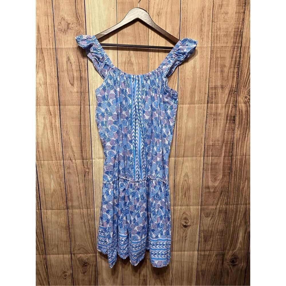 Simply Southern XXL blue pink white pineapple off shoulder summer dress